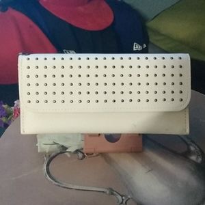 White studded wallet